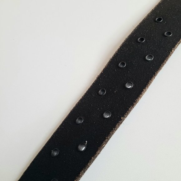 Bill Adler Design brown leather belt with metal setails. - Picture 9 of 12